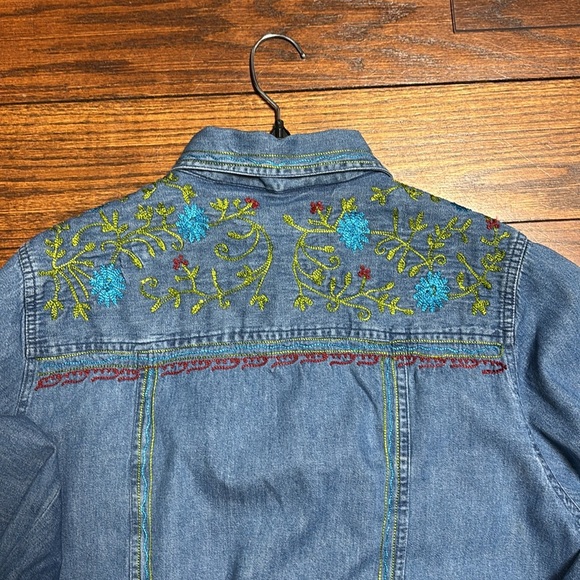 Vintage Country Wear Casuals Lorree G. Star Denim Jacket With Embroidery Size PL - Picture 10 of 15
